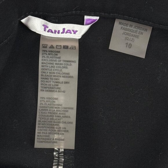 TanJay Black Ankle Pants Size 10 Straight Leg Sequin Tuxedo Side Stripe - Picture 8 of 8